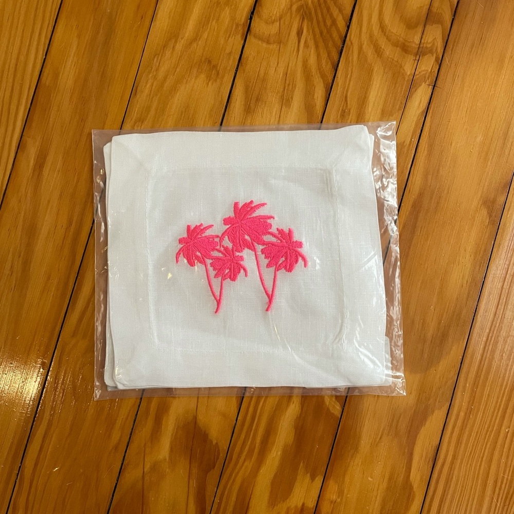 Pink palm tree cocktail napkins